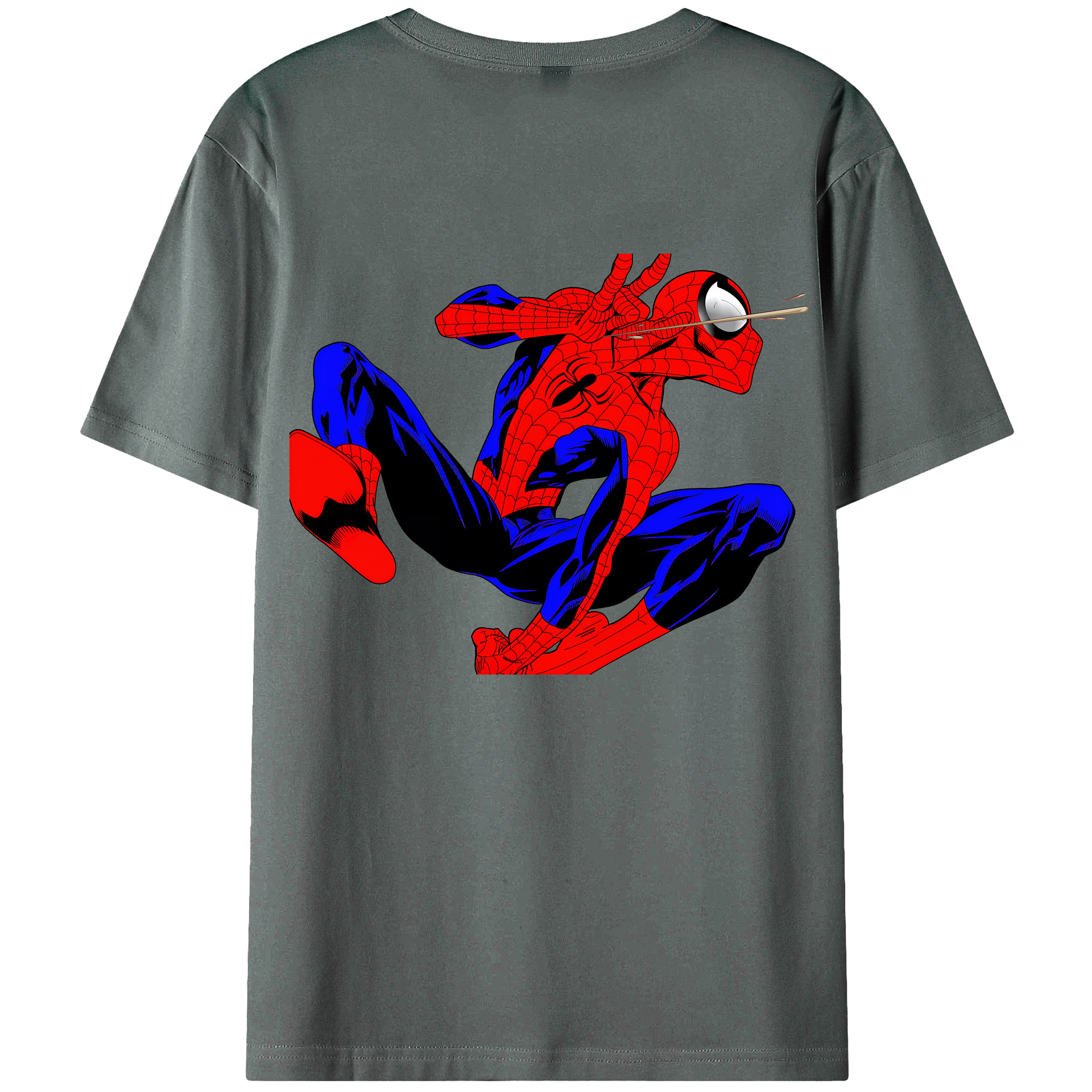 （画像用） Spider Man スパイダーマン 綿100％ メンズ半袖Tシャツ（バックプリント） 通気性